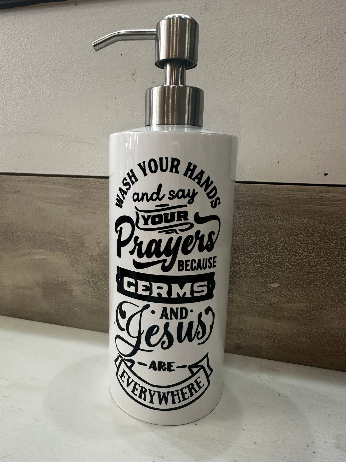 Jesus and Germs Soap Dispenser