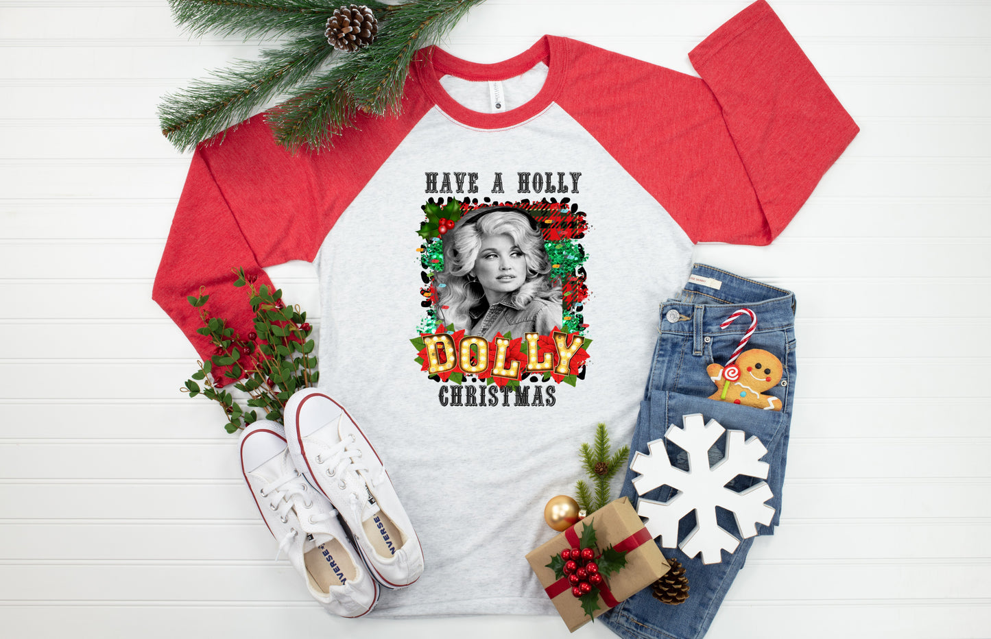 Holly Dolly Christmas Raglan