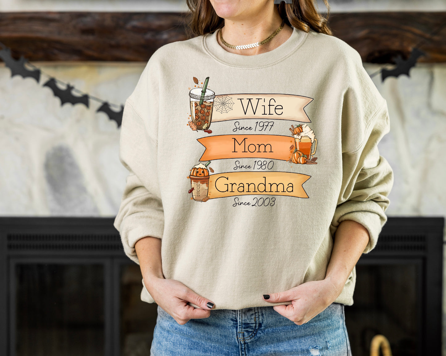 Customized Coffee Halloween Drink Themed Mama Sweatshirt