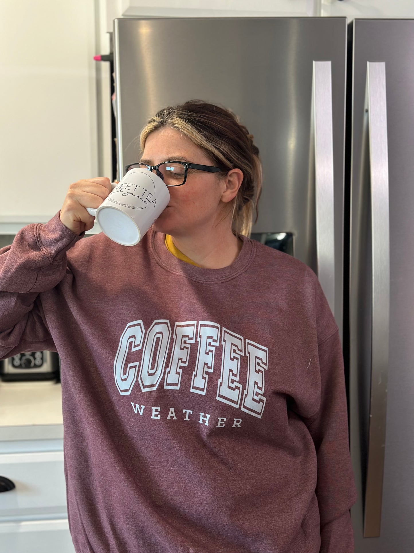 Coffee Weather Maroon Crewneck Sweatshirt