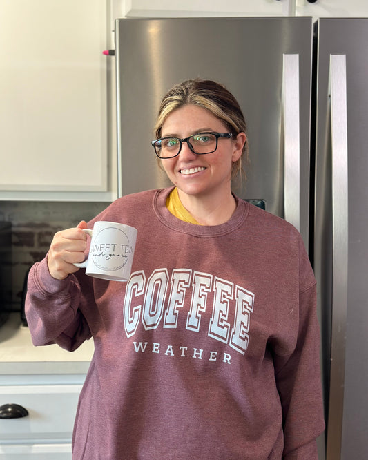 Coffee Weather Maroon Crewneck Sweatshirt