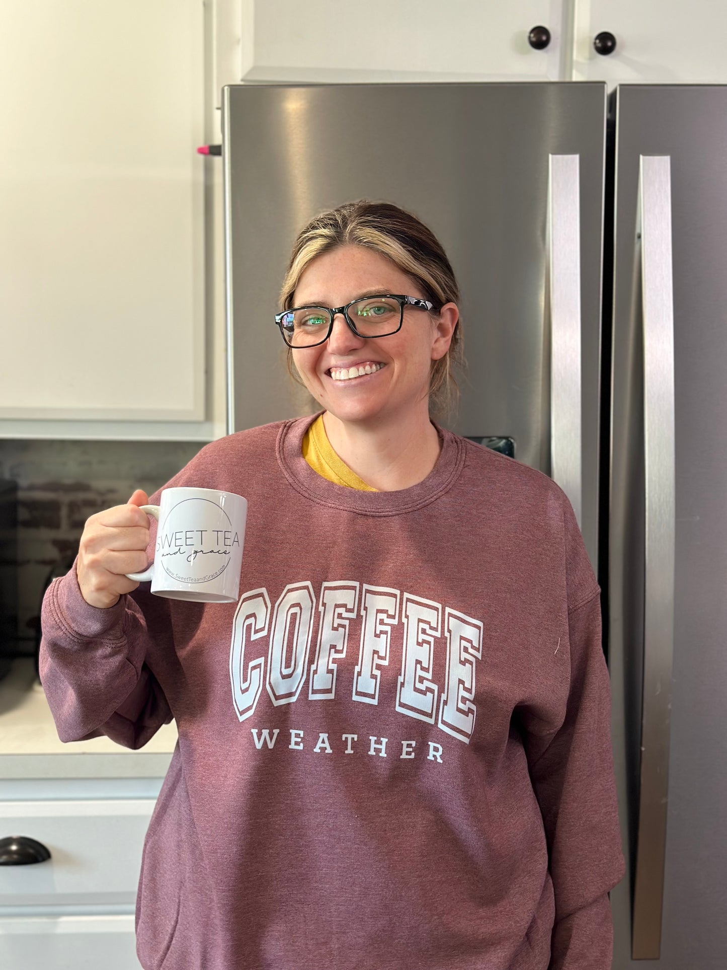 Coffee Weather Maroon Crewneck Sweatshirt