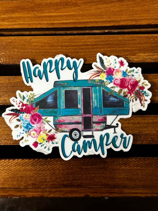 Floral Happy Camper Sticker